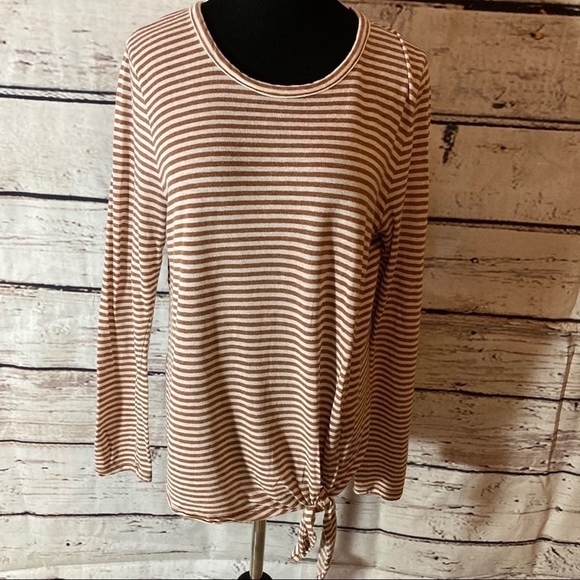 MADEWELL Brown Soundcheck Striped Side Tie Top - Picture 6 of 8